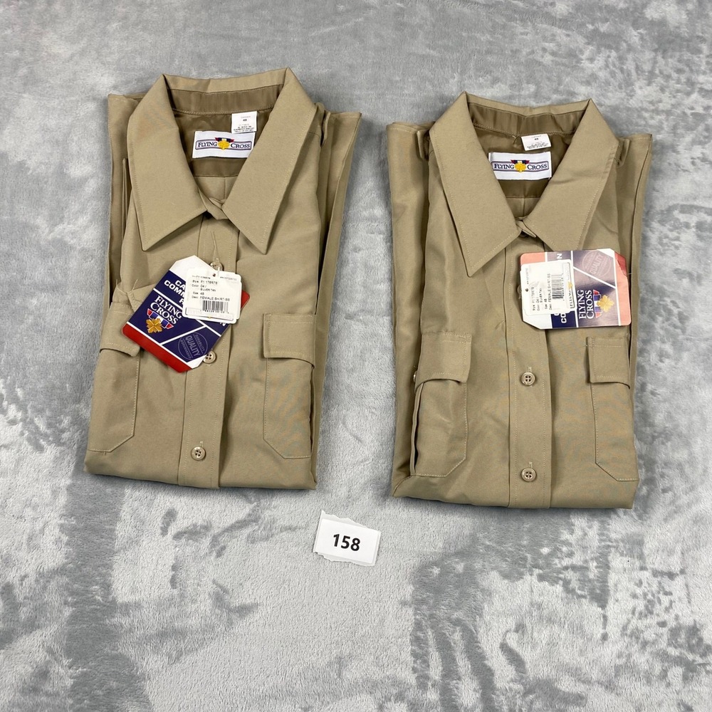 (Lot of 2) Flying Cross Uniform Silver Shirt Tan Short Sleeve Womens Size 48 NEW - Picture 12 of 12
